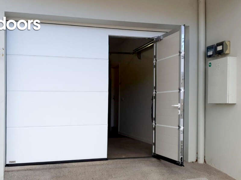 4Ddoors Sectional Garage Door - L-Ribbed Profile in colour 'Traffic White', with a Sandgrain Finish